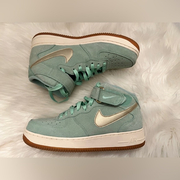 Nike Mint Green Air Force 1 07 Mid Season Size 9.5 - Picture 9 of 14